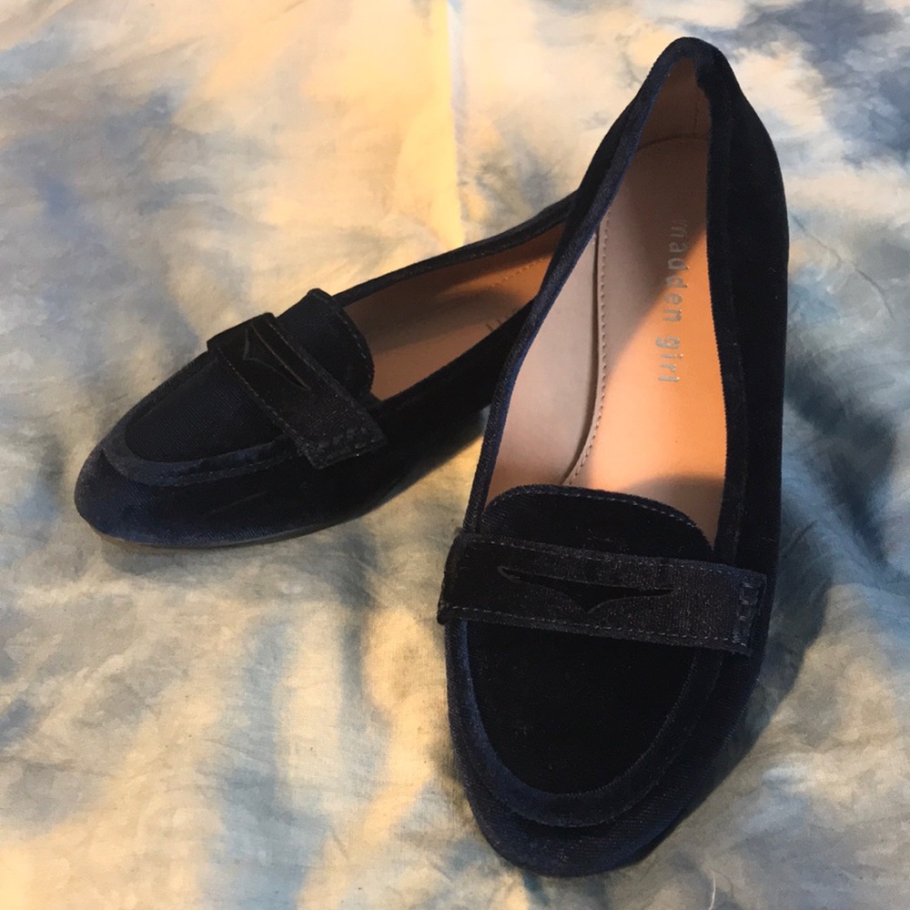 Madden Girl Blue Velvet Loafers